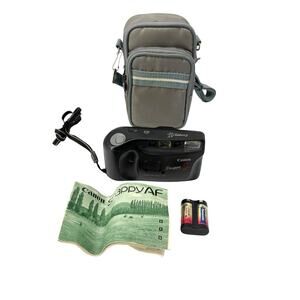 Canon Snappy AF 35mm Film Camera Point & Shoot w/Case &New Battery Works See Vid